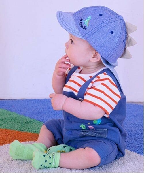 kladskap / クレードスコープ ロンパース | ポケットから宇宙人半袖カバーオール（紺）