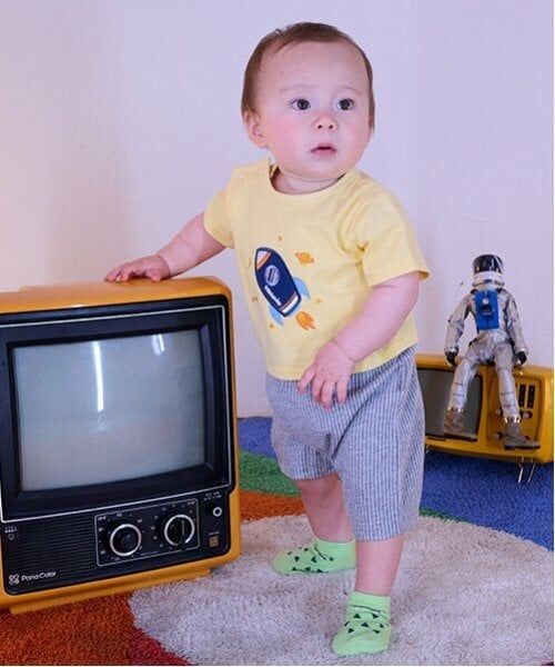 kladskap / クレードスコープ ロンパース | ロケットアップリケ半袖カバーオール（クリーム）