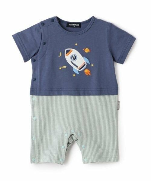 kladskap / クレードスコープ ロンパース | ロケットアップリケ半袖カバーオール（紺）