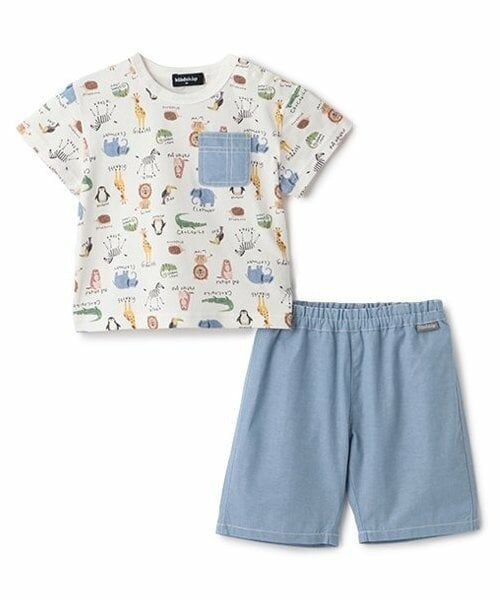 kladskap / クレードスコープ ベビー・キッズウエア | アニマル柄半袖Tシャツセットアップ（オフ ホワイト）