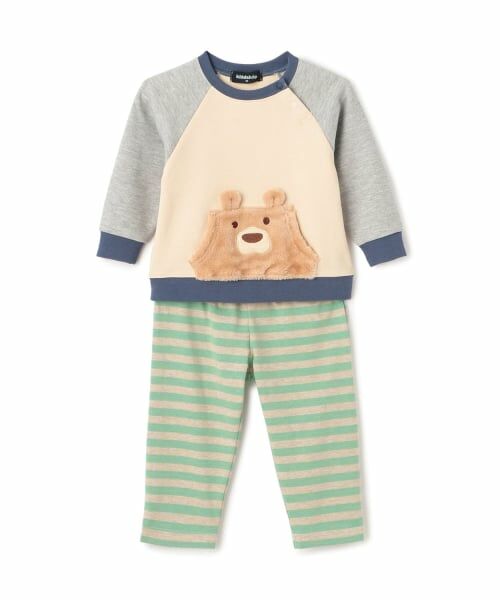 kladskap / クレードスコープ ベビー・キッズウエア | クマ長袖Tシャツ×ボーダーパンツセット | 詳細13