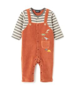 kladskap / クレードスコープ ロンパース | 恐竜ボーダーレイヤード風カバーオール