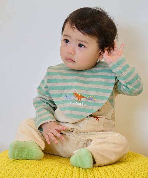 kladskap / クレードスコープ ロンパース | 恐竜ボーダーレイヤード風カバーオール | 詳細12