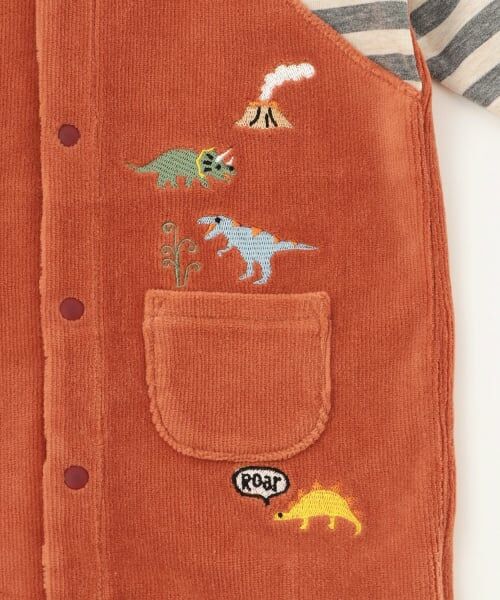 kladskap / クレードスコープ ロンパース | 恐竜ボーダーレイヤード風カバーオール | 詳細4