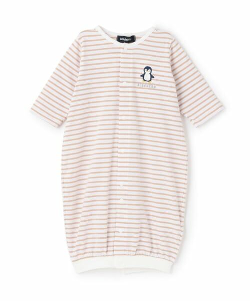 kladskap / クレードスコープ ロンパース | お尻アニマルボーダー2wayオール（薄ベージュ）