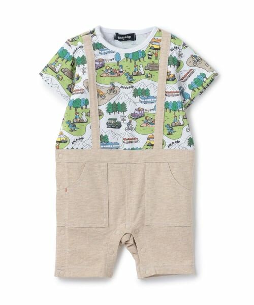 kladskap / クレードスコープ ロンパース | ピクニック柄半袖カバーオール（オフ ホワイト）