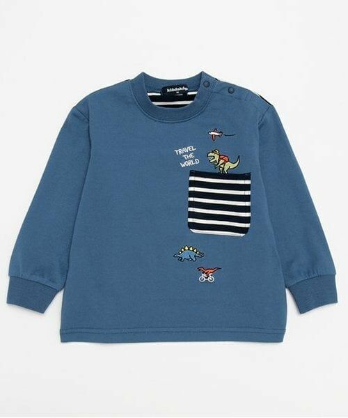 kladskap / クレードスコープ Tシャツ | 恐竜胸ポケット長袖Tシャツ（紺）