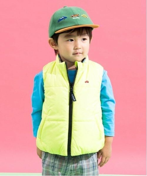 kladskap / クレードスコープ ダウンジャケット・ベスト | 車リバーシブル中わたベスト（イエロー グリーン）