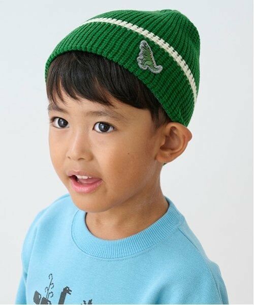 kladskap / クレードスコープ ニットキャップ | 恐竜アップリケリバーシブルニット帽（グリーン）