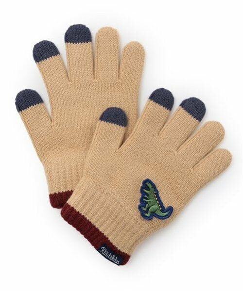 kladskap / クレードスコープ 手袋 | 恐竜ワッペン伸び伸び手袋（ベージュ）