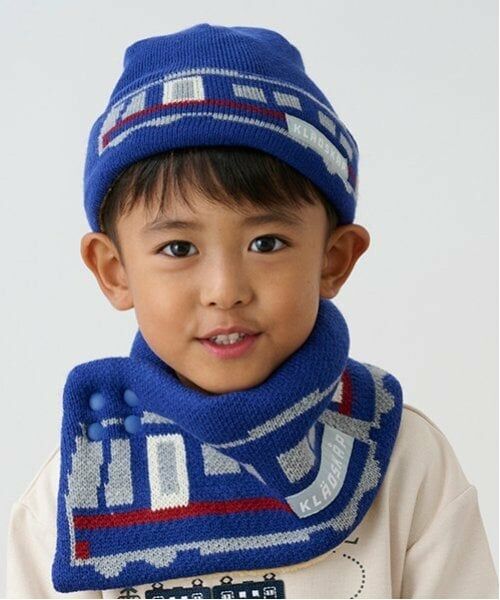 kladskap / クレードスコープ マフラー・ショール・スヌード・ストール | 電車JQリバーシブルスヌード（ブルー）