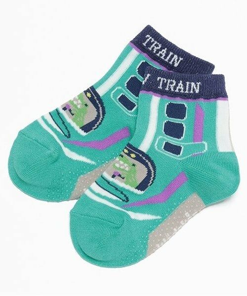 kladskap / クレードスコープ ソックス | 乗り物ショートソックス(エメラルド グリーン)