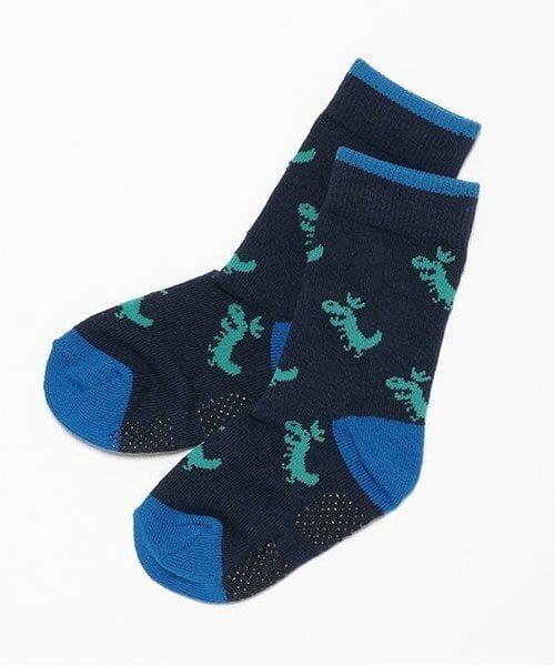 kladskap / クレードスコープ ソックス | 恐竜総柄クルーソックス（紺）