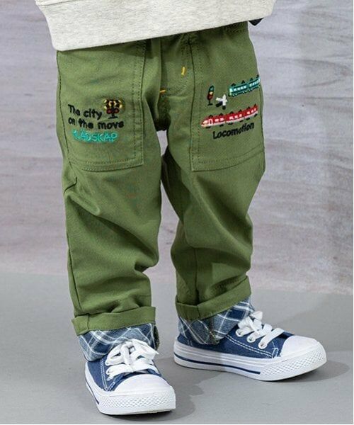 kladskap / クレードスコープ その他パンツ | 電車裾折り返しロング丈ストレートパンツ（カーキ）