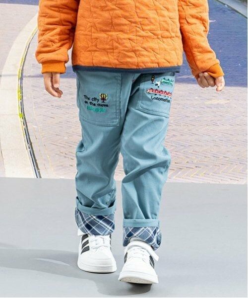 kladskap / クレードスコープ その他パンツ | 電車裾折り返しロング丈ストレートパンツ（ブルー グレー）