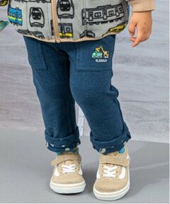 重機裾裏プリントロング丈ストレートパンツ