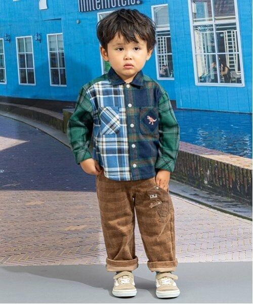 kladskap / クレードスコープ シャツ・ブラウス | 恐竜刺しゅうチェック長袖シャツ | 詳細2