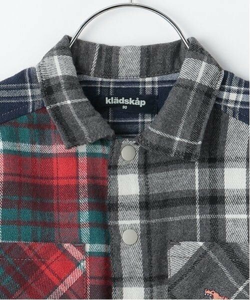 kladskap / クレードスコープ シャツ・ブラウス | 恐竜刺しゅうチェック長袖シャツ | 詳細7