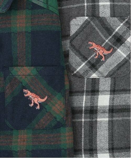 kladskap / クレードスコープ シャツ・ブラウス | 恐竜刺しゅうチェック長袖シャツ | 詳細9