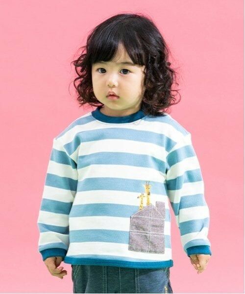 kladskap / クレードスコープ スウェット | ポケットからアニマルボーダートレーナー（ライト ブルー）