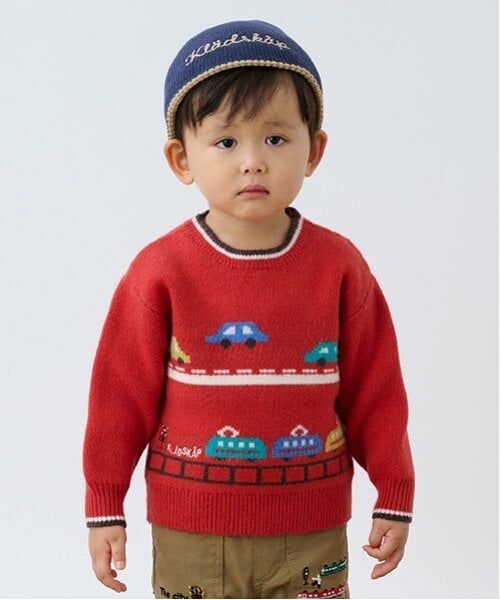 kladskap / クレードスコープ ニット・セーター | 乗り物ニットプルオーバー(赤)