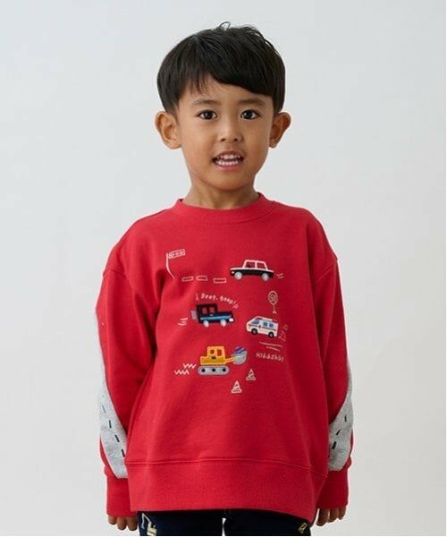 kladskap / クレードスコープ スウェット | 働く車×道路トレーナー(赤)