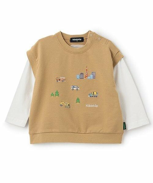 kladskap / クレードスコープ スウェット | 働く車ベストレイヤード風プルオーバー（ベージュ）