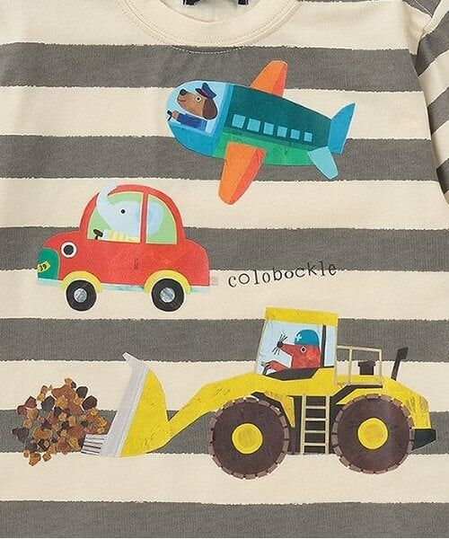 kladskap / クレードスコープ Tシャツ | 【コロボックル】乗り物ボーダー長袖Tシャツ | 詳細3
