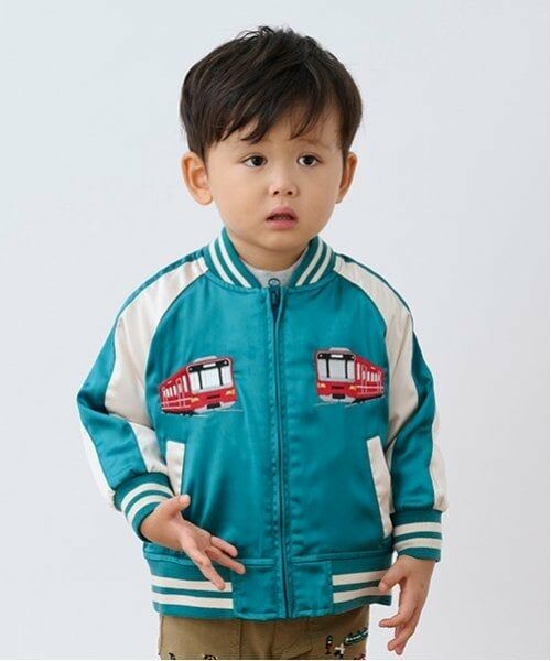 kladskap / クレードスコープ ブルゾン | 電車×恐竜スカジャン（グリーン）