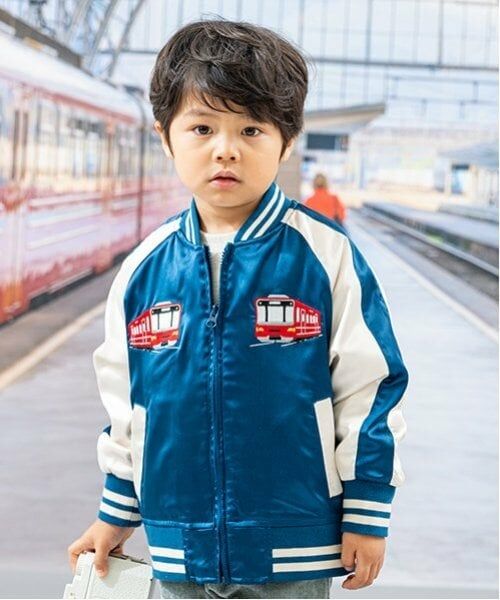 kladskap / クレードスコープ ブルゾン | 電車×恐竜スカジャン（紺）