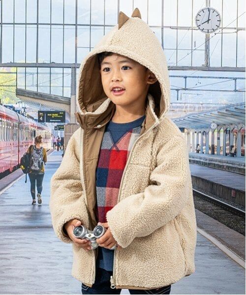 kladskap / クレードスコープ ブルゾン | 恐竜リバーシブルボアブルゾン（ベージュ）