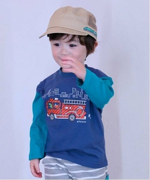 kladskap / クレードスコープ Tシャツ | 働く車袖配色長袖Tシャツ（紺）