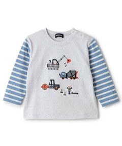 kladskap / クレードスコープ Tシャツ | 働く車アップリケ袖ボーダー長袖Tシャツ