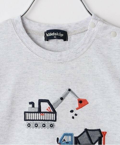 kladskap / クレードスコープ Tシャツ | 働く車アップリケ袖ボーダー長袖Tシャツ | 詳細2
