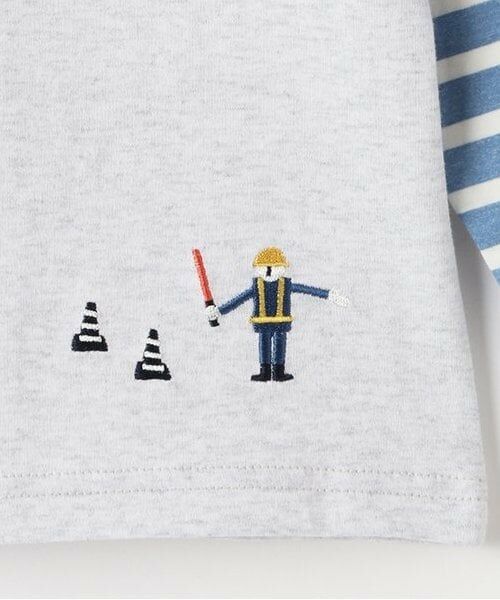 kladskap / クレードスコープ Tシャツ | 働く車アップリケ袖ボーダー長袖Tシャツ | 詳細6