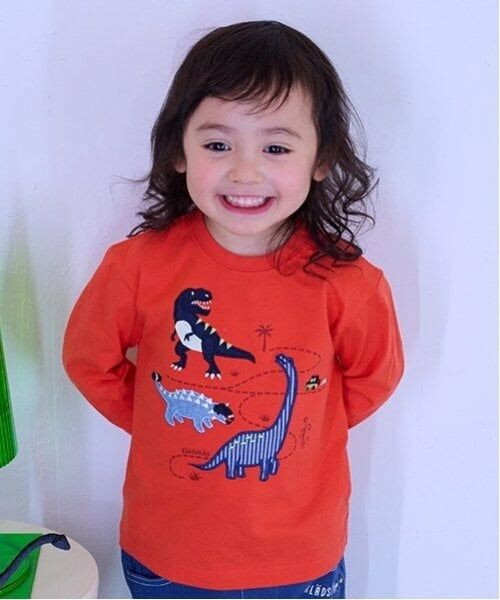 kladskap / クレードスコープ Tシャツ | 恐竜アップリケ長袖Tシャツ | 詳細12