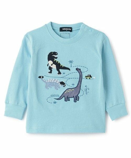 kladskap / クレードスコープ Tシャツ | 恐竜アップリケ長袖Tシャツ（ライト ブルー）