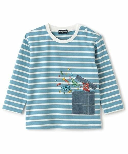 kladskap / クレードスコープ Tシャツ | ポケットからロボットボーダー長袖Tシャツ（ブルー）