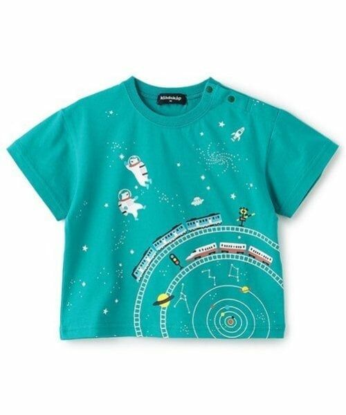 kladskap / クレードスコープ Tシャツ | 宇宙と電車半袖Tシャツ（ブルー グリーン）