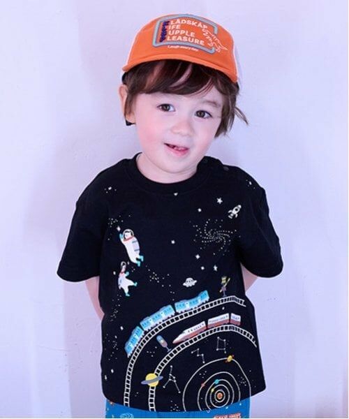 kladskap / クレードスコープ Tシャツ | 宇宙と電車半袖Tシャツ（黒）