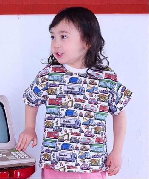 kladskap / クレードスコープ Tシャツ | 乗り物総柄半袖Tシャツ（アイボリー）