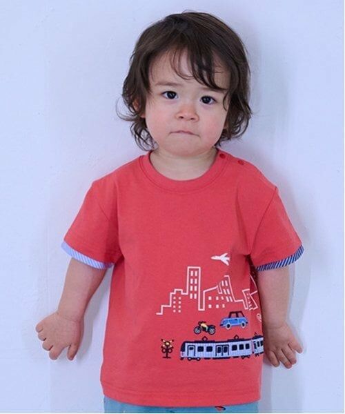 kladskap / クレードスコープ Tシャツ | 乗り物と街半袖Tシャツ（赤）