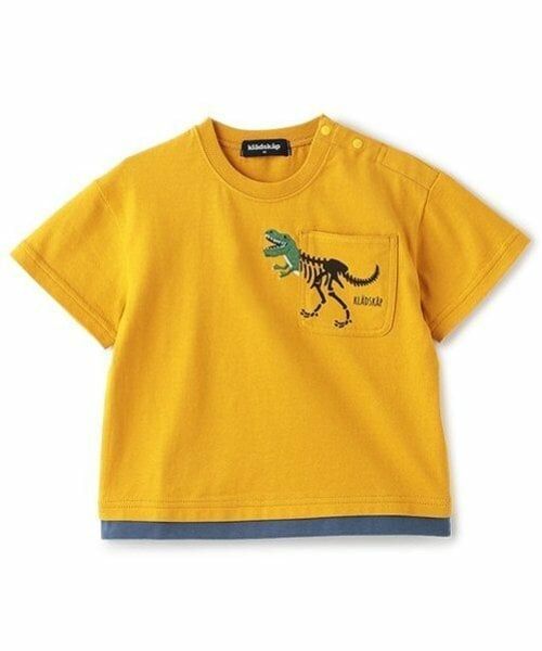 kladskap / クレードスコープ Tシャツ | 化石プリント胸ポケット半袖Tシャツ（カラシ）