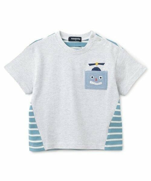 kladskap / クレードスコープ Tシャツ | ロボットポケットボーダー切替半袖Tシャツ（シロ杢）