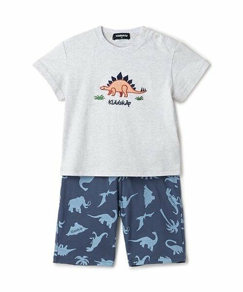 kladskap / クレードスコープ Tシャツ | 恐竜アップリケ半袖Tシャツセットアップ（シロ杢）