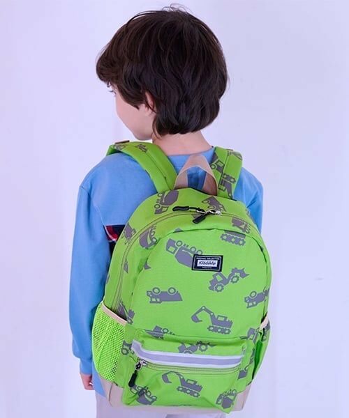 kladskap / クレードスコープ リュック・バックパック | 働く車総柄リュック（イエロー グリーン）