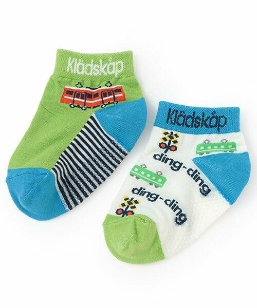 kladskap / クレードスコープ ソックス | 電車柄ショートソックス2足セット（イエロー グリーン）