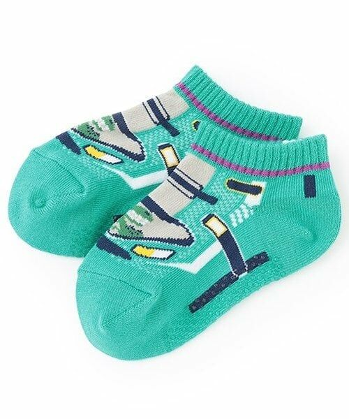 kladskap / クレードスコープ ソックス | 乗り物4種スニーカーインソックス(エメラルド グリーン)