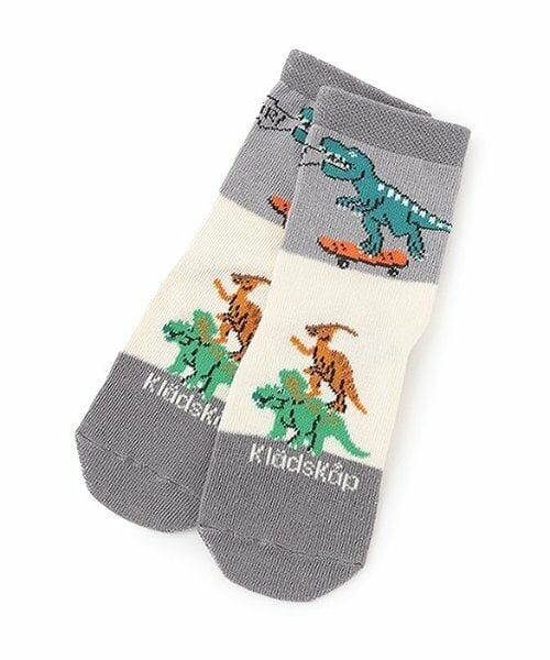 kladskap / クレードスコープ ソックス | スケボーザウルスクルーソックス（ライト グレー）