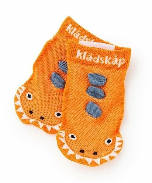kladskap / クレードスコープ ソックス | 恐竜/サメ凹凸スニーカーインソックス(オレンジ)